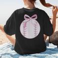 Coquette Baseball Mom Pink Bow Baseball Mama Women's T-Shirt Back Print
