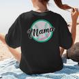 Cute Mama Script Font On Baseball Mom Women's T-Shirt Back Print
