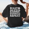 Eat Sleep Baseball Repeat Baseball Lover Baseball Mom Girls Women's T-Shirt Back Print