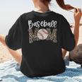 Leopard Baseball Mom Baseball Mama Retro Cute Mother's Day Women's T-Shirt Back Print Leopard Baseball Mom Baseball Mama Retro Cute Mother's Day Women's T-Shirt Back Print