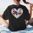 Mother's Day Distressed Heart Baseball Mom Mama Sport Fan Women's T-Shirt Back Print