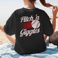 Pitch 'n Giggles Baseball Player Women Baseball Mom Women's T-Shirt Back Print Pitch 'n Giggles Baseball Player Women Baseball Mom Women's T-Shirt Back Print