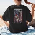 Vintage USA Flag Baseball Player Proud Baseball Mom Women's T-Shirt Back Print Vintage USA Flag Baseball Player Proud Baseball Mom Women's T-Shirt Back Print