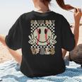Women Kids Baseball Game Day Vibes Smile Baseball Mom Women's T-Shirt Back Print