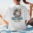 Artsy Baseball Mom Flowers Unique Game Day Ball Distressed Women's T-Shirt Back Print Artsy Baseball Mom Flowers Unique Game Day Ball Distressed Women's T-Shirt Back Print