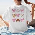 Baseball Coquette Bow Baseball Mama Baseball Mom Premium Women's T-Shirt Back Print
