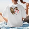 Baseball Heart Leopard Heart Sport Baseball Mom Women's T-Shirt Back Print