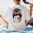 Baseball Mom Basketball Mom Of Both Messy Bun Mother's Day Women's T-Shirt Back Print Baseball Mom Basketball Mom Of Both Messy Bun Mother's Day Women's T-Shirt Back Print