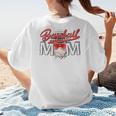 Baseball Mom Coquette Pink Bow Baseball Mama Premium Women's T-Shirt Back Print