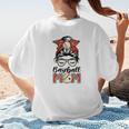 Baseball Mom Game Day Messy Bun Leopard Mother's Day Women's T-Shirt Back Print