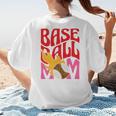 Baseball Mom Game Day Trendy Pink Leopard Mama Premium Women's T-Shirt Back Print