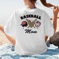 Baseball Mom Leopard Heart Game Day Love Mommy Women's T-Shirt Back Print