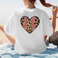 Baseball Mom Leopard Heart Valentine Day Mother Day Women's T-Shirt Back Print