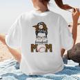 Baseball Mom Women Messy Bun Leopard Mother's Day Women's T-Shirt Back Print