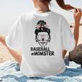 Baseball Momster Messy Bun Skull Mom For Women Halloween Women's T-Shirt Back Print Baseball Momster Messy Bun Skull Mom For Women Halloween Women's T-Shirt Back Print