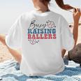Busy Raising Ballers Retro Groovy Baseball Mom Outfit Women's T-Shirt Back Print