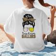 Busy Raising Ballers Tennis Baseball Mom Messy Bun Leopard Women's T-Shirt Back Print Busy Raising Ballers Tennis Baseball Mom Messy Bun Leopard Women's T-Shirt Back Print