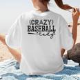 Crazy Baseball Lady Baseball Mom Sporty Humor Women's T-Shirt Back Print Crazy Baseball Lady Baseball Mom Sporty Humor Women's T-Shirt Back Print