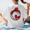 Custom Baseball Mom Number 19 Heart For Mom Mommy Raglan Baseball Tee Women's T-Shirt Back Print