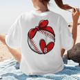Custom Baseball Mom Number 8 Heart For Mom Mommy Raglan Baseball Tee Women's T-Shirt Back Print