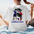 French Baseball Mom France Messy Bun Women's T-Shirt Back Print French Baseball Mom France Messy Bun Women's T-Shirt Back Print