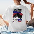 Haitian Baseball Mom Haiti Flag Baseball Girl Women's T-Shirt Back Print