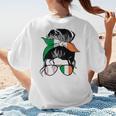 Ireland Baseball Mom Messy Bun Irish Baseball Girl Women's T-Shirt Back Print Ireland Baseball Mom Messy Bun Irish Baseball Girl Women's T-Shirt Back Print