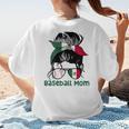 Mexico Baseball Mom Messy Bun Women's T-Shirt Back Print Mexico Baseball Mom Messy Bun Women's T-Shirt Back Print