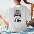 Mom Of Both Volleyball And Baseball Mom For Women Messy Bun Women's T-Shirt Back Print