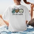 Peace Love Baseball Lover Motif For Women Pink Baseball Mom Women's T-Shirt Back Print Peace Love Baseball Lover Motif For Women Pink Baseball Mom Women's T-Shirt Back Print