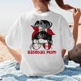 Peru Baseball Mom Messy Bun Women's T-Shirt Back Print Peru Baseball Mom Messy Bun Women's T-Shirt Back Print