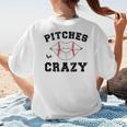 Pitches Be Crazy Baseball Moms Softball Players Hey Batter Women's T-Shirt Back Print Pitches Be Crazy Baseball Moms Softball Players Hey Batter Women's T-Shirt Back Print