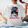 Puerto Rico Baseball Mom Messy Bun Boricua Women's T-Shirt Back Print