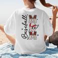 Retro Baseball Mom Mama Baseball Life Softball Life Game Day Women's T-Shirt Back Print