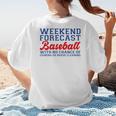 Retro Baseball Mom Mother's Day Weekend Forecast Baseball Women's T-Shirt Back Print Retro Baseball Mom Mother's Day Weekend Forecast Baseball Women's T-Shirt Back Print