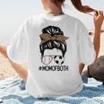 Soccer Baseball Mom Of Both Messy Bun Leopard Mother's Day Women's T-Shirt Back Print