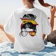 Spanish Baseball Mom Messy Bun Spain Baseball Girl Women's T-Shirt Back Print Spanish Baseball Mom Messy Bun Spain Baseball Girl Women's T-Shirt Back Print