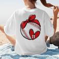 Womens Custom Baseball Mom Number 11 Heart For Mom Mommy Premium Women's T-Shirt Back Print
