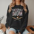 Baseball Mom Crossed Bats With Ball On Fire Distressed Women Crewneck Sweatshirt