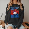 In My Baseball Mom Era Groovy Baseball Mother's Day US Flag Women Crewneck Sweatshirt In My Baseball Mom Era Groovy Baseball Mother's Day US Flag Women Crewneck Sweatshirt