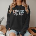 Baseball Mom Love My Boy Retro Casual Letter Print Women Crewneck Sweatshirt