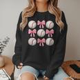 Baseballs And Bows Coquette Baseball Mom Baseball Coach Girl Women Crewneck Sweatshirt Baseballs And Bows Coquette Baseball Mom Baseball Coach Girl Women Crewneck Sweatshirt