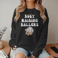 Busy Raising Ballers Baseball Mom Groovy Mother Day Women Crewneck Sweatshirt