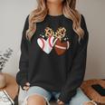 Football Baseball Heart Football Baseball Mom Women Crewneck Sweatshirt