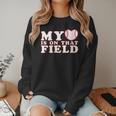 My Heart Is On That Court Baseball Mom Women Crewneck Sweatshirt