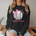 Mama Biggest Fan Coquette Bow Baseball Mom Fan Mother's Day Women Crewneck Sweatshirt Mama Biggest Fan Coquette Bow Baseball Mom Fan Mother's Day Women Crewneck Sweatshirt