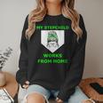 Messy Bun Baseball Mom My Stepchild Works From Home Women Crewneck Sweatshirt