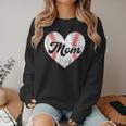 Mother's Day Distressed Heart Baseball Mom Mama Sport Fan Women Crewneck Sweatshirt