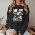 He Plays She Dances Mom Of Both Dancing And Baseball Mom Women Crewneck Sweatshirt He Plays She Dances Mom Of Both Dancing And Baseball Mom Women Crewneck Sweatshirt