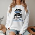 Argentina Baseball Mom Messy Bun Women Crewneck Sweatshirt
